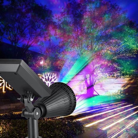 Projecteur solaire étanche IP65, rotatif, 7 LED ultra-lumineuses, à planter pour l'extérieur, idéal pour pelouse, jardin et cour. Couleur de lumière réglable. (1/5)