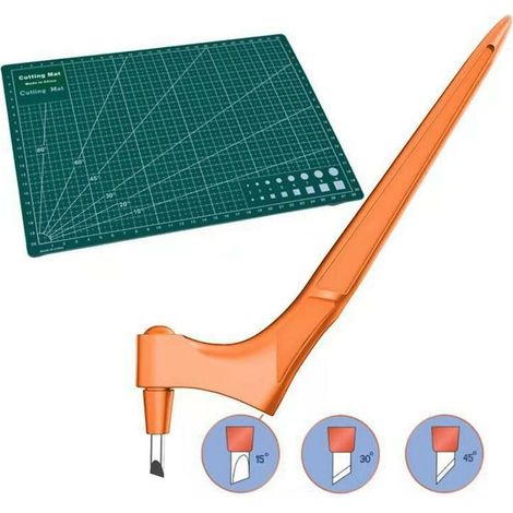 Couteau artisanal, manche de couteau artisanal orange + 3 lames + plaque de gravure outil de coupe à 360 degrés, outil de coupe d'art artisanal, scrapbook, coupe artisanale en acier inoxydable avec la (1/5)