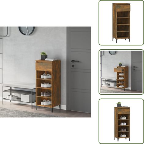 Schuhregal Räuchereiche 40x36x105 cm Holzwerkstoff - Schuhregal - Schrank - Garderobe - Aufbewahrung - Wohnzimmer