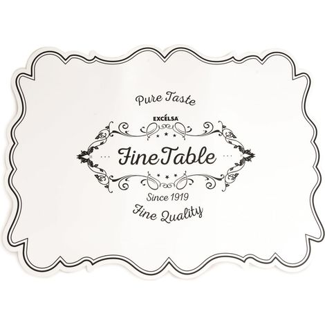 Lot de 6 sets de table polypropylène, blanc avec décorations noires