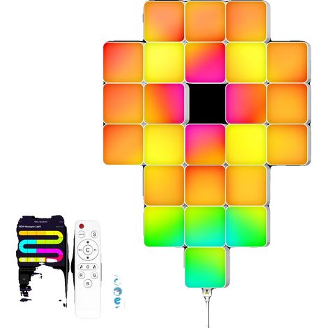 Luminaires à panneau, synchronisation musicale, contrôle intelligent, Lampe carrée 24PCS (1/2)