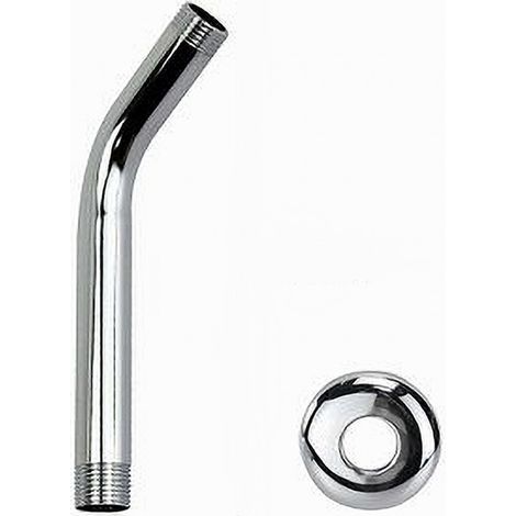 TRADE SHOP - Braccio Per Soffione Doccia Bagno Tondo In Acciaio Cromato Con Rosone 18cm 59498 -