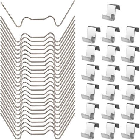 100 pièces 50 pinces à verre avec clips métalliques et 50 clips de chevauchement en Z pour accessoires de remplacement de verre de serre Clips de fixation en verre de serre en acier in (1/5)