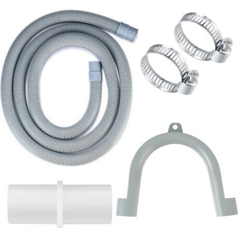 Manguera de desagüe para lavadora, manguera de desagüe universal, extensión de manguera para lavavajillas de 2 m con soporte y abrazadera. (1/5)