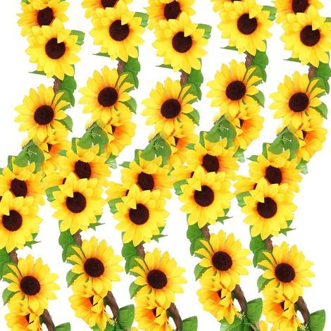 5 Pièce Tournesol Artificiel Propos 7.9ft Guirlande Fleurs Artificielles Fausse Fleur Decoration Vigne en Soie à Suspendue pour Party Murale Garden Décoration (1/5)