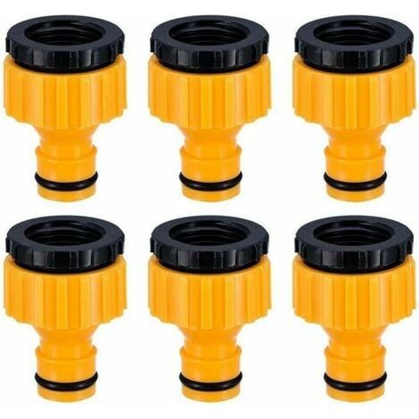Plastique 3/4 '' and 1/2 '' BSP 2in1 Nez de Robinet d'arrosage à Visser débit Tap Connector Threaded Faucet Adapter 6 Pack (1/4)