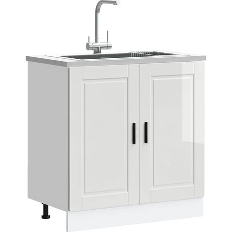 Spülenunterschrank Porto Hochglanz-Weiß 80x46x81,5 cm