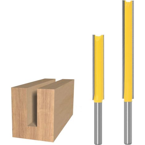 Bestgle 2 punte per fresatrice di extra lunghe, punte dritte per flauto doppie, frese dritte, con gambo da 1/4" per carpenteria scanalato e scalpello bit (1/5)
