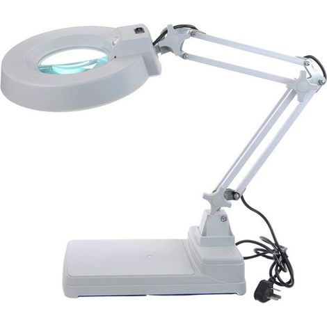 Lampé de Bureau avec Loupe LED, Loupe Lumineuse pour Lecture, Travail Manuel et Artisanat, Éclairage Réglable, Design Moderne, Argenté, 1 Pièce