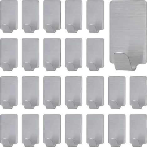 24 Stück selbstklebende Wandhaken aus Edelstahl, Badezimmer-Wandhaken, selbstklebende Wandhaken für Küche, Bad, Büro, Schrank, zum Aufhängen von Mänteln, Handtüchern, Balkonen