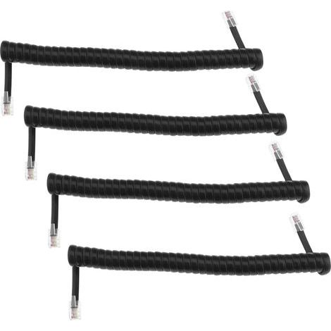Pack of 4 Black PVC Telephone Cables 1.5m RJ9 Connector for Handset (1/5)