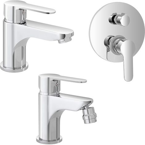 Set miscelatori cromati lavabo bidet e doccia incasso con deviatore Zoe (1/5)