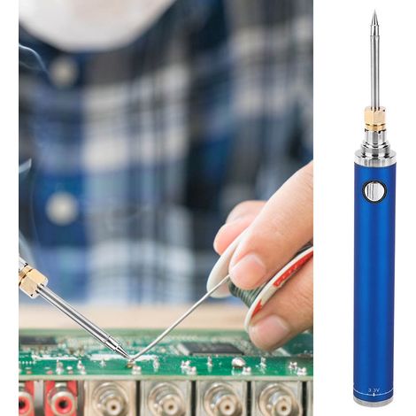 Kit de mini fer à souder USB 5V anti-oxydation, stylo à souder portable rechargeable (bleu) (1/5)