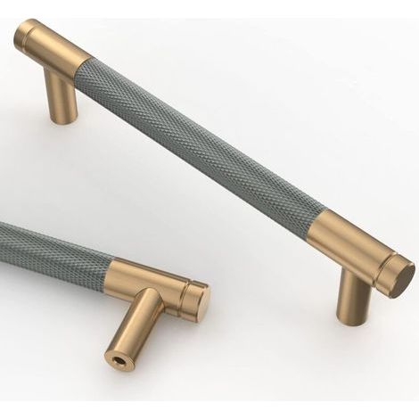 10 Pièces Poignee de Meuble Cuisine Grisdoré 128mm Alliage de Or Poignées Meubles avec Vis, pour Bureaux, Tiroirs, Armoires (1/5)