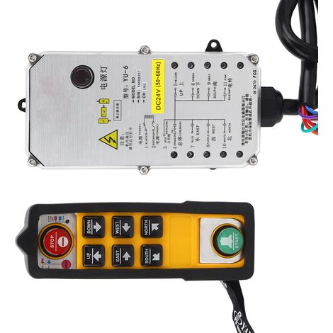 Contrôleur de palan, accessoire de grue, double poignée, étanche, résistant aux acides et aux huiles, antichute, 800 MHz (DC24V) (1/5)