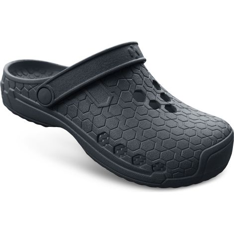 TAMS® Unisex Gartenclogs mit Schnalle"Hex Clap" aus weichem EVA Schwarz 36