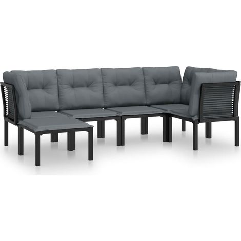Maison Exclusive - 6-tlg. Garten-Lounge-Set Schwarz und Grau Poly