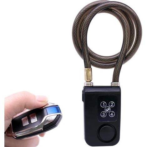 Antivol de vélo avec alarme et vibration, télécommande sans fil, étanche, avec câble de 81,3 cm de long, chaîne numérique en acier pour vélo, moto (1/5)