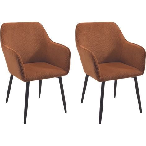 Lot de 2 chaises velours côtelé marron avec accoudoirs Scotty Casita CHASCOMAR 12 (1/2)