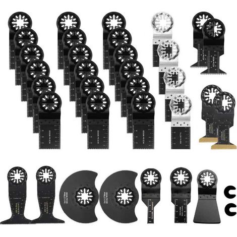Ensemble de 35 lames de scie alternative multifonctions à verrouillage en étoile, accessoires pour scie alternative multifonctions, lames de coupe à dégagement rapide, adaptées au bois, au plastique e (1/5)