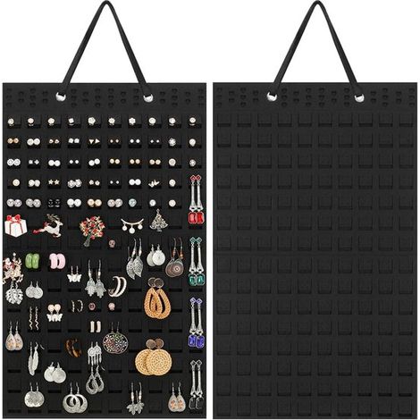 Schwarzer, faltbarer Hänge-Schmuckorganizer mit 150 Fächern, 57 x 35 cm (1/5)