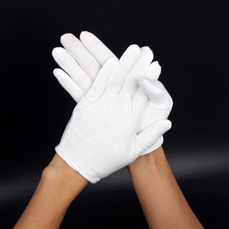 Gants de jardinage, Gants en coton, gants blancs en coton pour femmes, mains sèches et eczéma, lot de 15 paires (1/4)