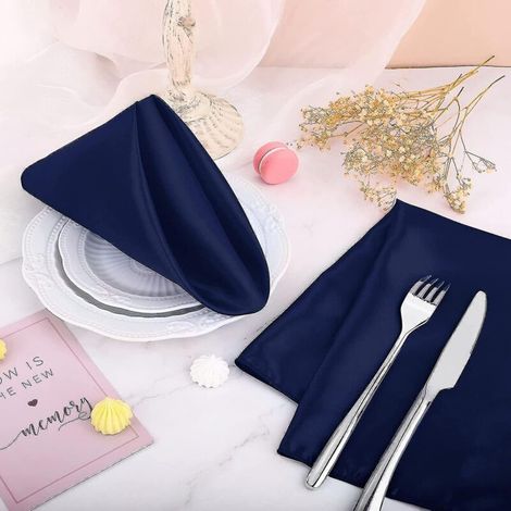Serviettes de table carrées en tissu de 17 pouces, 20 pièces, serviette en tissu d'imitation de soie haute densité, serviette en Satin en tissu doux et lisse (1/3)
