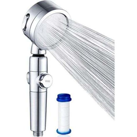 Universeller Hochdruck-Handbrausekopf, 3 Wassersparmodi, Ein-/Ausschalter per Knopfdruck, mit austauschbarem PP-Filter, geeignet für Badezimmer und Spas
