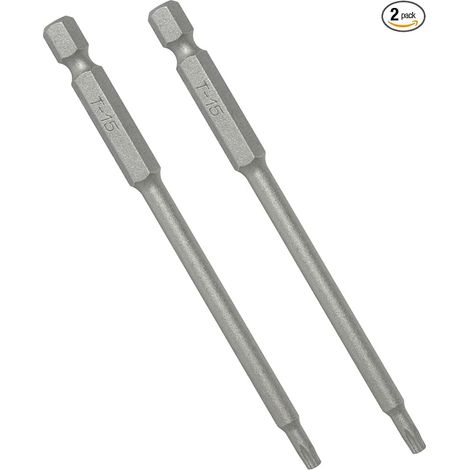 Convient pour tournevis Torx T15 (2 pièces) adapté au vissage sur le bord d'une terrasse - 4 pouces de long - avec limiteur de profondeur - compatible avec perceuse et perceuse à percussion (72187) (1/3)