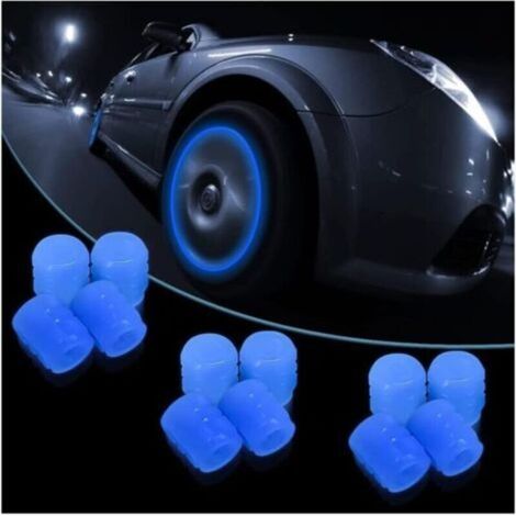 Bouchons de valve lumineux pour pneus voiture – Lot de 12, couleurs fluo bleu, universels pour camions, SUV et motos