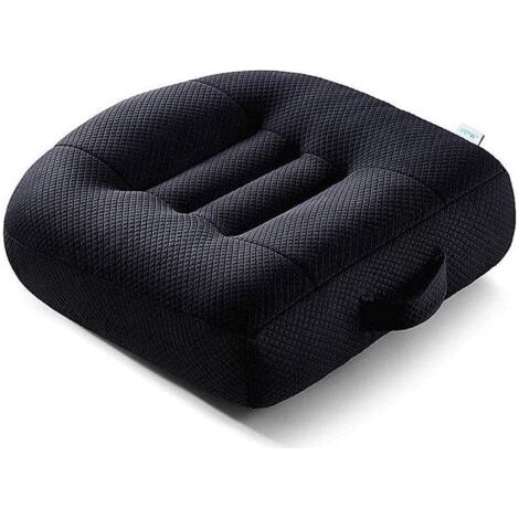 QORVA-Siège rehausseur pour voiture, siège rehausseur pour adulte, coussin rehausseur pour plus de confort et de soulagement avec maille respirante, augmente le champ de vision de 12 cm (noir)