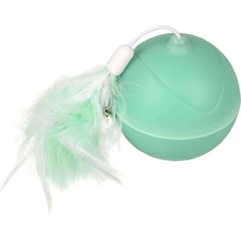 Balle ø 7 cm. magic Mechta 2 en 1 a LED et plumeau . couleur verte. pour chat. - Flamingo (1/5)