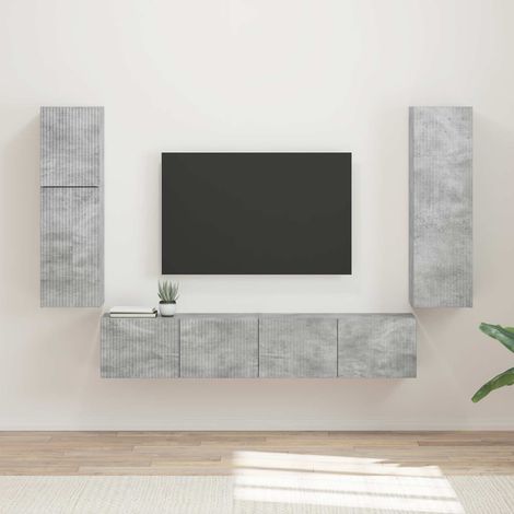 TV-Schrankset Wandmontiert 4 pcs Beton Grau Holzwerkstoff