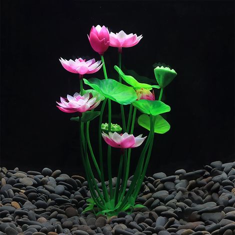 Plante Aquatique Artificielle - Lotus En Plastique Pour Aquarium - Décoration Sous-Marine Réaliste - 21 cm - 1 Pièce (1/2)