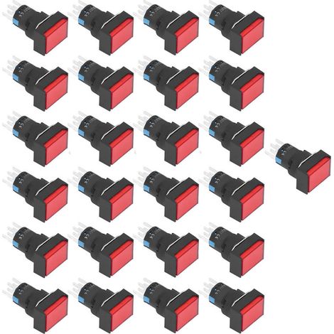 25 interrupteurs poussoirs instantanés verrouillables rectangulaires lumineux 220V BEMLA1622DSJ 16mm rouge (1/5)