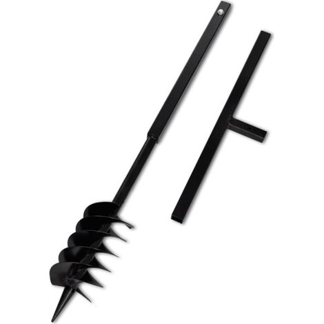 Tarière de sol avec mèche de tarière spirales 120 mm Acier Noir (1/5)