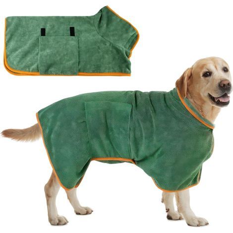 Dog Bathrobe, Microfiber, Quick Drying, Nylon Spandex, Adjustable, For Dogs and Cats 3.6 to 7.8 kg (1/5)
