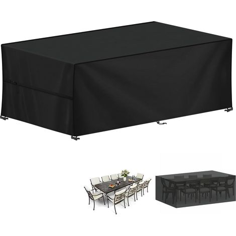 Housse Salon de Jardin 260x100x80cm Housse Table Jardin Imperméable Housses de Protection pour Meubles de Jardin, 420D Tissu Oxford Bache Salon de Jardin Exterieur, Anti-UV, Rectangulaire (1/5)
