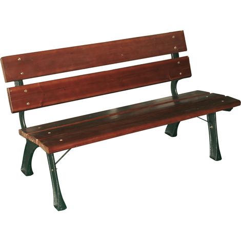 Frankystar – Banc de jardin 2 places en bois naturel et fonte thermolaquée – Lattes de 30 mm – Résistant aux intempéries – Design rétro (1/5)