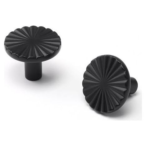 Lot de 2 Boutons de Porte et Poignées de Tiroir Noirs Plats pour Cuisine Salle de Bain Armoire Commode - en Alliage de Zinc (1/5)