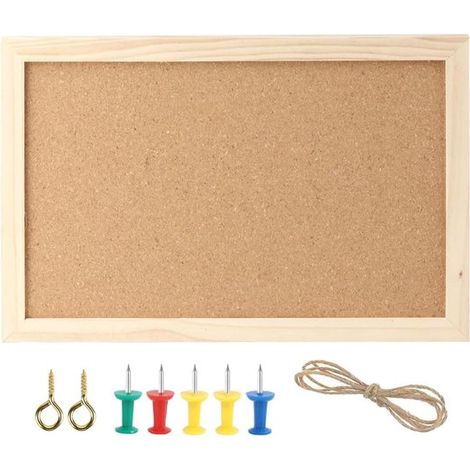 Tablero de corcho con marco de madera de 30 x 20 cm - Ideal para cocina, oficina, escuela y dormitorio - Perfecto para notas y mensajes (1/5)