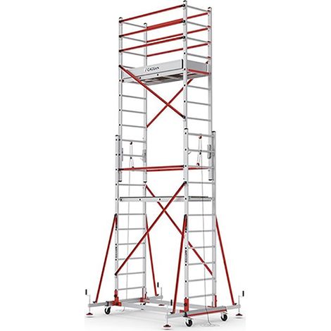 Matisère – Échafaudage roulant télescopique 5.83m – 2 plateaux – Système d'élévation à corde – Charge max 250kg – S005XLNPR