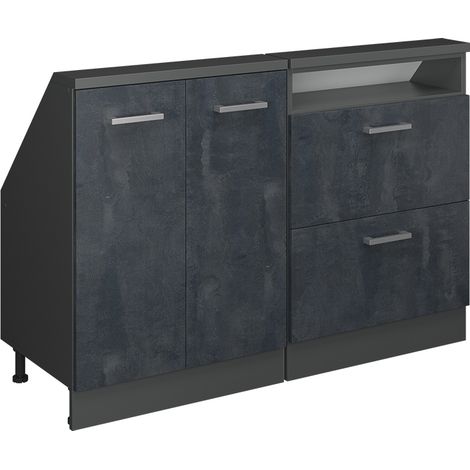 Ensembles de meuble de rangement sous pente Rion, Noir Béton/Anthracite, Lot de 2, Vicco