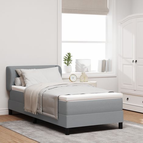 Box Spring Bed with Headboard Light grey 90 x 190 cm Fabric vidaXL (1/5)