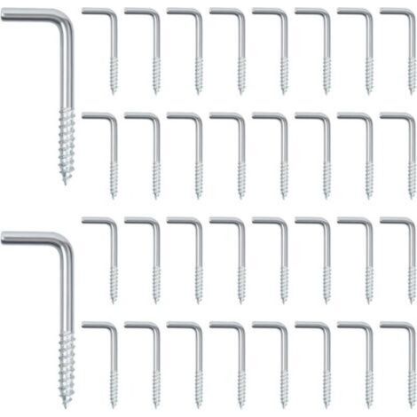 2,5x13x25mm, Set mit 100 L-Hakenbolzen, rechtwinkliger L-förmiger Schraubhaken, Schlitzschraubhaken, L-Haken, verzinkter Schraubhaken, Wandhaken