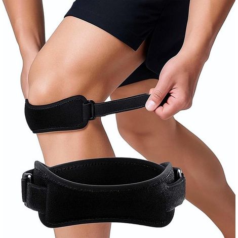 Set di 2 ginocchiere elastiche con fascia regolabile per il tendine rotuleo - Supporto per la rotula e stabilizzazione del menisco per uomo (1/5)