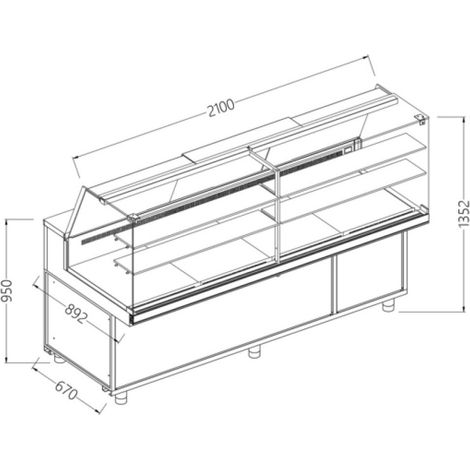 Comptoir vitrine neutre boulangerie - GN vitre haute - Diamond