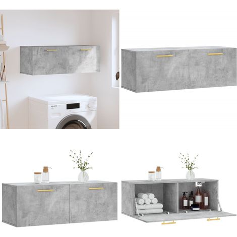 Armoire murale gris béton 100x36,5x35 cm bois d'ingénierie - Rangement mur - Bois d'ingénierie