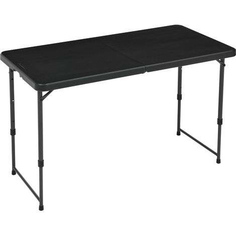 Table Pliante rectangulaire Noire, 4 hauteurs réglables, poignée de Transport, pour intérieur et extérieur, Portable, légère, pour Voyage, Pique-Nique, Camping, 121,4 x 60,7 x 86,1 cm (1/5)