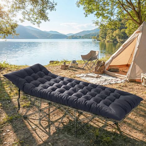 Tapis de camping pliable et portable avec sangles antidérapantes pour lit de camp, tente, voyage, gris foncé (1/5)